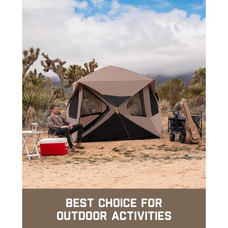 4 Person Pop Up Camping Tent, Instant Cabin Tent Sets Up in 60 Seconds, Portable Hub Tent with Rainfly, Windproof Family Tent for Outdoor Camping & Overlanding